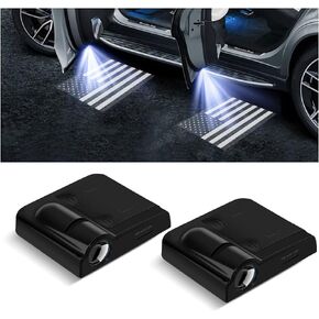 2Pcs Car Door Lights Logo Projector, Wireless LED Door Paste Courtesy Light, Holeless Magnet Sensor Ghost Shadow Welcome Lamp, Naruto Sharingan Light Accessories (Black American Flag) in Kuwait