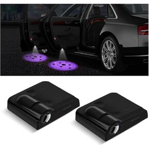 2Pcs Car Door Lights Logo Projector, Wireless LED Door Paste Courtesy Light, Holeless Magnet Sensor Ghost Shadow Welcome Lamp, Naruto Sharingan Light Accessories (Black American Flag)