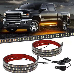 XRIDONSEN 2PCS 70 inch Truck Emergency Strobe Lights Strip 864 LED Running Board Lights Bar Amber White Flashing Warning Hazard Safety Light Waterproof Flexible for Trucks Construction Vehicles Pickup