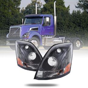 Volvo White Headlight Set Compatible with 2004-2014 VNL Left Driver and Right Passenger Side