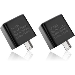 2 Pack Flasher Relays, 12 V LED Turn Signal Hyper Flash Relay, 2 Pin Speed Adjustable Electronic Flasher Relay, for Motorcycle, Car (Black)