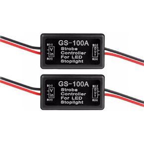 iBrightstar 9-30V Flashing Strobe Blinking Controller Flasher Module for LED Brake Tail Stop Light High Mount/3rd Brake Lights - 2Pack