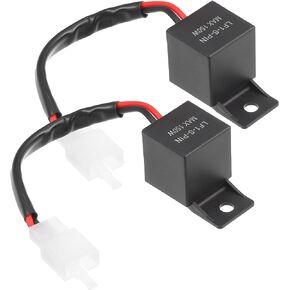 X AUTOHAUX 2 Pcs 2 Pins 12V Electronic LED Flasher Relay for Motorcycle Fixes Turn Signal Light Bulbs Flash Rate Flasher Relay Wiring Connectors