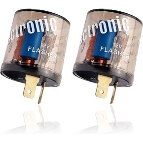 2PCS Flasher Relay for Led Turn Signal,2 Pin Heavy Duty 12V Car LED Flasher Relay,Two Prong Round Turn Signal Flasher Blinker Relay for Car Bike Motorcycle Scooter
