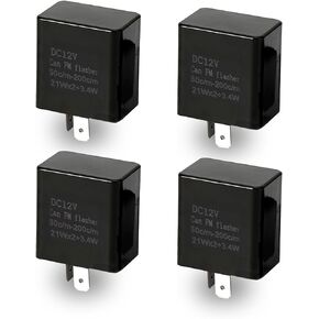 Pack-2 LED Flasher Relay، 2 Pin Hazard Warn Flash Relay، 12V Speed ​​Relay قابل للتعديل، بديل لمعظم السيارات والدراجات النارية (أسود)