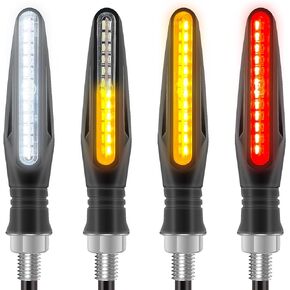 Kinstecks 4PCS Motorcycle Indicators Flowing Turn Signal Lights Motorbike Turning Indicators Daytime Running Lights Brake Lights 12V for Motorcycle Motorbike LED Amber White Red