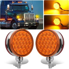 Gonice 2PCS 48-LED Round Pedestal Truck Lights - Dual Face Amber/Amber Turn Signal & Brake Lights, DOT Compliant for Freightliner, Kenworth, Peterbilt, Universal Semi Trucks