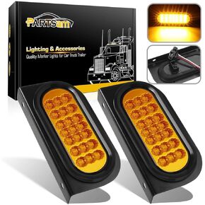 Partsam 2 قطعة AMBER Oval 6-1/2 بوصة مجموعة إضاءة LED وإضاءة وقوف السيارات مختومة مع أقواس تثبيت وحلقة معدنية وقابس، وأضواء مقطورة LED ذات أوجه مع عاكس كهرماني على مقطورات بعرض أقل من 80 بوصة