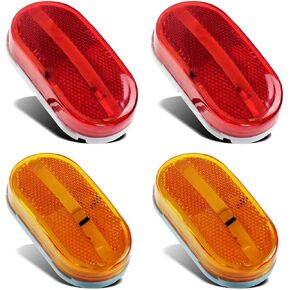Partsam 4x Rectangular 4 Inch LED Front Rear Side Marker Clearance Lights Indicator [DOT Certified] for RV Camper Motorhome Truck Trailer