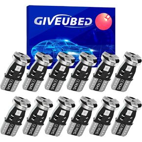 GIVEUBED T10 194 LED Car Bulbs,192 LED Car Bulbs,168 LED Lights Bulb, 5smd Ice Blue Led for Car Interior Dome Map Door Courtesy License Plate Lights W5W 2825 Led Lights bulbs, 12pcs