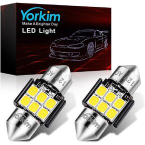 Yorkim Super Bright 578 Festoon LED Bulb Red 16-SMD 4014 Chipset 212-2 Dome Light Led, 41mm 42mm LED Bulb Canbus Error Free, LED Interior Light Map Light 211-2 LED Bulb, Pack of 2