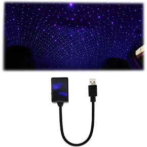 Car Roof Star Night Light, Portable USB Flexible Interior Lamp, Auto Rotation Breathing and Sound Activated LED Romantic Projector, Plug and Play Ceiling Light for Car Party Decoration (Red)