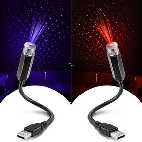 Hortsun 2 حزمة USB نجمة سقف أضواء المحمولة قابل للتعديل رومانسية الداخلية ضوء السقف أدى مصباح الليل ديكورات الغلاف الجوي لسيارة الزفاف، السقف، غرفة نوم، حزب