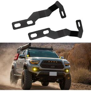 Hood Hinge Ditch Light Mount Brackets for Toyota Tacoma 2016-2021 3rd Gen Auxiliary Offroad Pod Work Light,Toyota Tacoma Hood Mount Brackets Kit-Black.