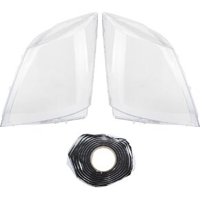 AUTOKAY Pair Clear Left Right Headlight Lens Cover with Glue Fits for Cadillac CTS 2008-2013