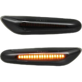 X AUTOHAUX Full LED Side Turn Signals for BMW 1 3 5 Series E36 E46 E60 E87 E90 E92 X1 X3 63133418447 63133418448 Fender Side Marker Amber Light Assemblies Front Flowing LED Lamps Lights 2pcs