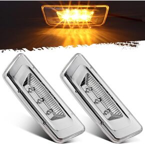 Partsam قطعتان بديلتان لـ Kenworth T680 T880 وPeterbilt 576 Led Side Marker Turn Signal Lights Assemblies Amber Clear Lens 3-3014-SMD مختومة Led مستطيلة سقف الكابينة مصابيح LH&RH