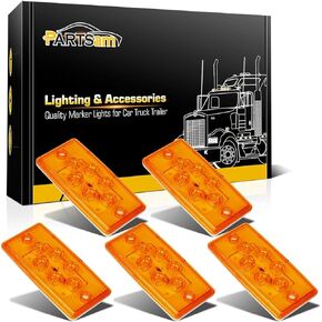 Partsam Truck Cab Light 6LED Amber Top Roof Running Cab Marker Light 5pcs Waterproof Compatible with Freightliner Heavy Duty Trailer Trucks