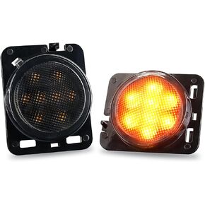 Smoke Lens LED Side Marker Front Fender Amber Turn Signal Parking Lights for Jeep Wrangler 2007-2017