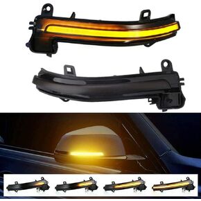 LED Dynamic Sequential Turn Signals Mirror Lights for BMW F30 F32 F36 F22 X1 i3 BMW 1/2/3/4 Series Smoked Sequential Side Marker Turn Signal Light Lamp Blinkers Accessories 63137280771 63137280772