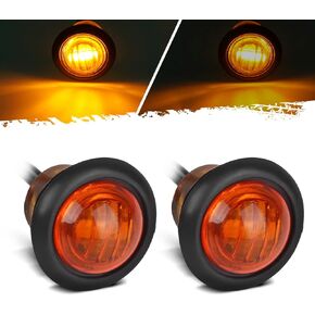 Partsam 2pcs 3/4" Mini Amber LED Marker Clearance Light Turn Signal Light Air Dam Lights, 3 Wires, 12V