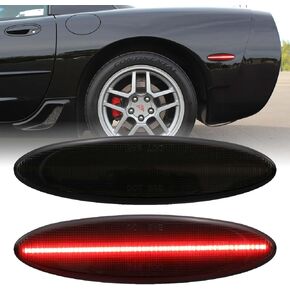 USR DEPO Vette C5 Turn Signal Lights - Front Bumper Signals Lamps Set (Left + Right) Compatible with 1997-2004 Chevy Corvette C5 All Models including Z06 (Black Housing All Smoke Lens)