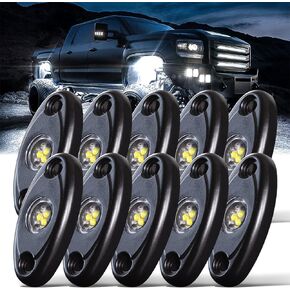 LED Rock Lights White 20PCS for Off Road Truck RZR Auto Car Boat ATV SUV Waterproof High Power Neon Trail Rig Lights Shockproof/Pack of 20,White