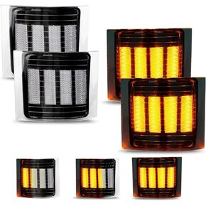 Bestview Side Marker Turn Signal Lights LED Corner Light Assembly, Chrome Housing Clear Lens for Chevy C/K C10 Pickup Truck 1500 2500 3500 1994-1998 Silverado Tahoe, Dynamic Amber, Pack of 4
