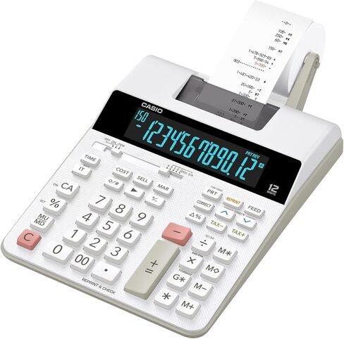 آلة حاسبة للطباعة من كاسيو HR-300RC مع شاشة LCD بإضاءة خلفية، لون أبيض، سطح مكتب صغير in Kuwait