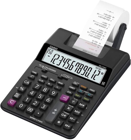 آلة حاسبة للطباعة من كاسيو HR-300RC مع شاشة LCD بإضاءة خلفية، لون أبيض، سطح مكتب صغير in Kuwait