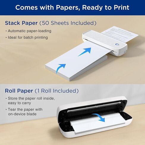 طابعة SUPVAN T200M المحمولة لاسلكية للسفر، طابعة بلوتوث بدون حبر مع 300 نقطة في البوصة، تطبع 400 صفحة لكل شحن، تدعم الحروف الأمريكية مقاس 8.5 بوصة × 11 بوصة، متوافقة مع هواتف iPhone وAndroid والكمبيوتر المحمول in Kuwait