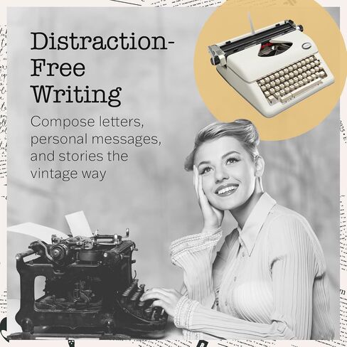 آلة كاتبة Maplefield Vintage - آلة كاتبة عتيقة - ديكور طاولة لطيف للمنزل أو المكتب - إعداد سهل - يناسب أوراق ورقية قياسية مقاس 8 × 11 بوصة (كريمي) in Saudi Arabia