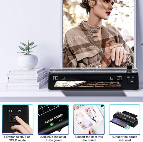 Laminator Machine, 4 in 1 Thermal & Cold Laminator with Laminating Sheets,Poartable Office Presentation Laminators for Business or Personal Use, Quick Warm-Up and Jam-Free (A3-Black) in Saudi Arabia