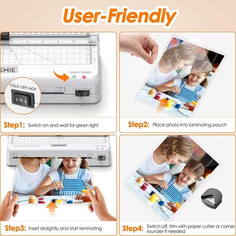 Laminator Machine, 4 in 1 Thermal & Cold Laminator with Laminating Sheets,Poartable Office Presentation Laminators for Business or Personal Use, Quick Warm-Up and Jam-Free (A3-Black) in Saudi Arabia