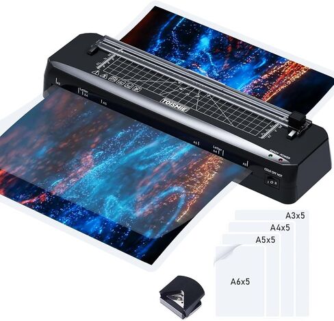 Laminator Machine, 4 in 1 Thermal & Cold Laminator with Laminating Sheets,Poartable Office Presentation Laminators for Business or Personal Use, Quick Warm-Up and Jam-Free (A3-Black) in Saudi Arabia