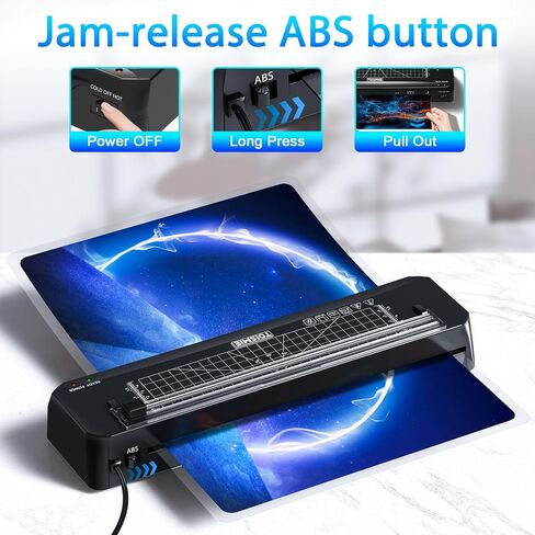 Laminator Machine, 4 in 1 Thermal & Cold Laminator with Laminating Sheets,Poartable Office Presentation Laminators for Business or Personal Use, Quick Warm-Up and Jam-Free (A3-Black) in Saudi Arabia