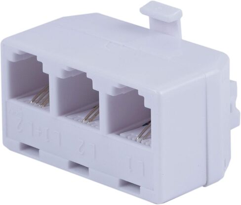محول هاتف Power Gear White ذو خطين في الحائط RJ11 Triplex، عبوتين، المنزل أو المكتب، متوافق مع أجهزة الرد على المكالمات وأجهزة المودم وأجهزة الفاكس، جميع العلامات التجارية، 46088 in Kuwait