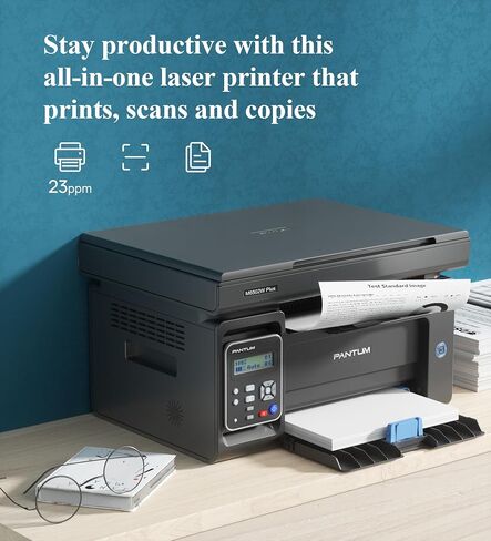 Pantum M6502NW Plus الكل في واحد طابعة ليزر وماسح ضوئي مع طابعة بلوتوث أحادية اللون، طابعة ليزر لاسلكية متعددة الوظائف بالأبيض والأسود للمنزل والعمل، أسود in Kuwait
