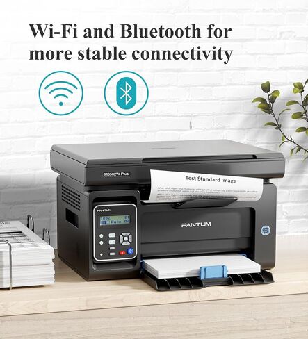 Pantum M6502NW Plus الكل في واحد طابعة ليزر وماسح ضوئي مع طابعة بلوتوث أحادية اللون، طابعة ليزر لاسلكية متعددة الوظائف بالأبيض والأسود للمنزل والعمل، أسود in Kuwait