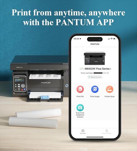 Pantum M6502NW Plus الكل في واحد طابعة ليزر وماسح ضوئي مع طابعة بلوتوث أحادية اللون، طابعة ليزر لاسلكية متعددة الوظائف بالأبيض والأسود للمنزل والعمل، أسود in Kuwait