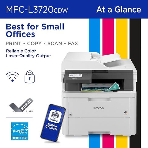 طابعة Brother MFC-L3710CW رقمية مدمجة متعددة الإمكانات توفر نتائج عالية الجودة لطابعة الليزر مع خاصية الاتصال اللاسلكي وجاهزة لتجديد Amazon Dash in Saudi Arabia