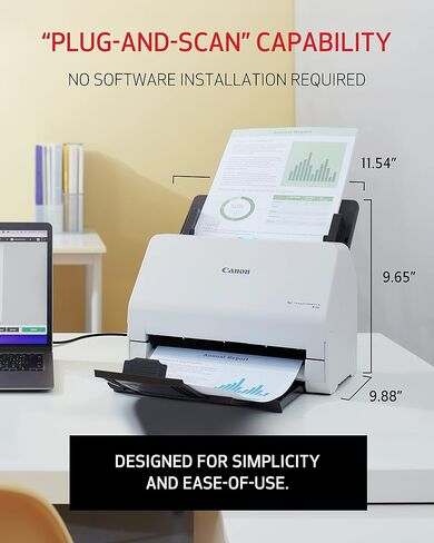 Canon imageFORMULA R30 Office Document Scanner, Auto Document Feeder and Duplex Scanning, Plug-and-Scan Capability, No Software Installation Required in Saudi Arabia