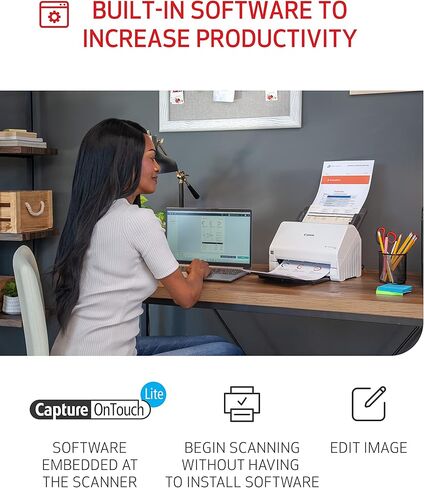 Canon imageFORMULA R30 Office Document Scanner, Auto Document Feeder and Duplex Scanning, Plug-and-Scan Capability, No Software Installation Required in Saudi Arabia