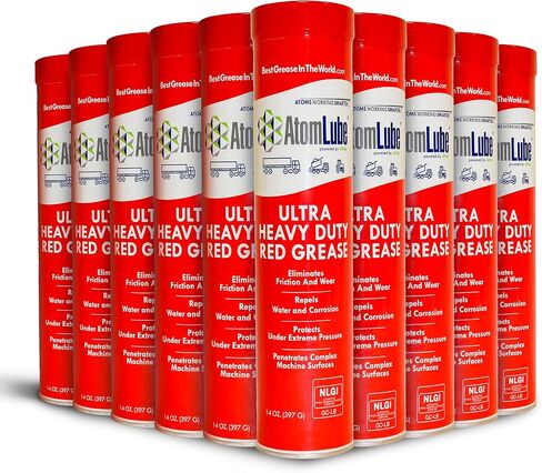 شحم أحمر شديد التحمل من AtomLube، عبوتين بوزن 14 أونصة. أنابيب| مادة تشحيم مقاومة للماء وشحم بدرجة حرارة عالية| شحم محامل العجلات لملحقات الشاحنات شبه in Saudi Arabia