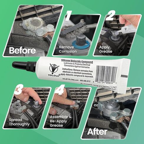 Silicone Dielectric Grease Automotive/Marine 10g by YOLOtek Veteran Owned. Silicone Grease for Electronics, Spark Plugs & Battery Terminals Silicone lube. Protects Electrical Connectors. Grease Tube in Saudi Arabia