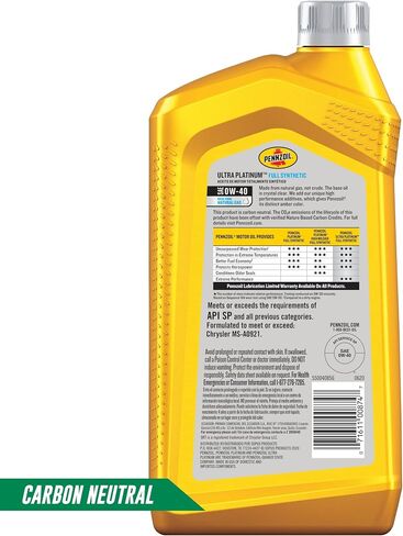 Pennzoil Ultra Platinum Full Synthetic 0W-20 Gasoline Engine Oil, 1 Quart (Case of 6) in Saudi Arabia