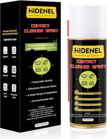 HIDENEL Contact Cleaner Spray Electronics - 6.76 أونصة متخصص رذاذ منظف الاتصال غير القابل للاشتعال - لأجهزة الكمبيوتر الطرفية لبطارية لوحة مفاتيح الفرامل - منظف إلكتروني معدني آمن (6.76 أونصة) in Kuwait