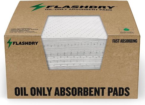 FlashDry Oil Absorbent Pads – High Absorbency of Oil-Based Liquids, Water-Repellent, Tear-Resistant, Premium Mats, Ideal for Garage, Driveway, Automotive, Marine Use, 17.5" x 13.5", 100-Count Box in Saudi Arabia