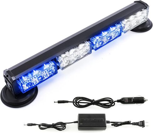 BooYu 14.8" Battery Powered Emergency Strobe Lights Bar for Truck Vehicle Trailer Rechargeable Roadside Wireless Rooftop Mini Hazard Flashing LED Beacon Warning Light w/Magnetic Base (Amber/White) in Saudi Arabia