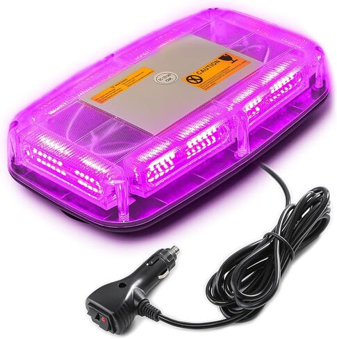 PKINGLAKE 72LED أضواء منارة الطوارئ القوية على السطح، 12-24 فولت تحذير عالي الوضوح للسلامة شريط إضاءة LED صغير مع قاعدة مغناطيسية لمحراث الثلج، مرافقة الجنازة، الشاحنة، السيارة (أرجواني) in Saudi Arabia